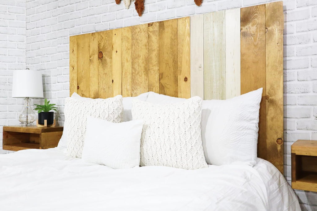 Barn Walls Boho Euro Mix Signature Design, Multicolored Solid Wood Headboard, Floating Panels, Wall Mount, Adjustable Height, Easy Assembly, Twin Size