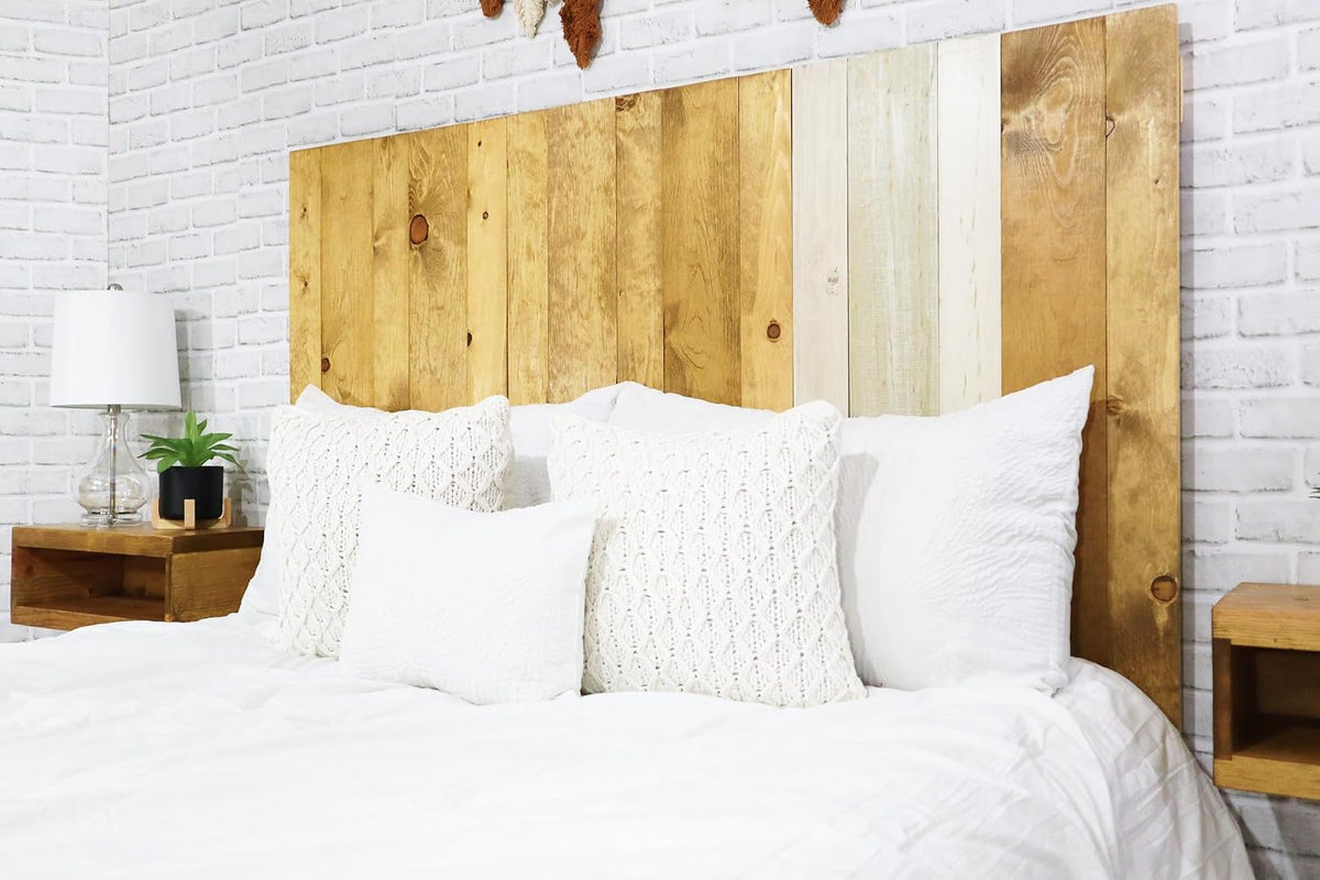 Barn Walls Boho Euro Mix Signature Design, Multicolored Solid Wood Headboard, Floating Panels, Wall Mount, Adjustable Height, Easy Assembly, Twin Size