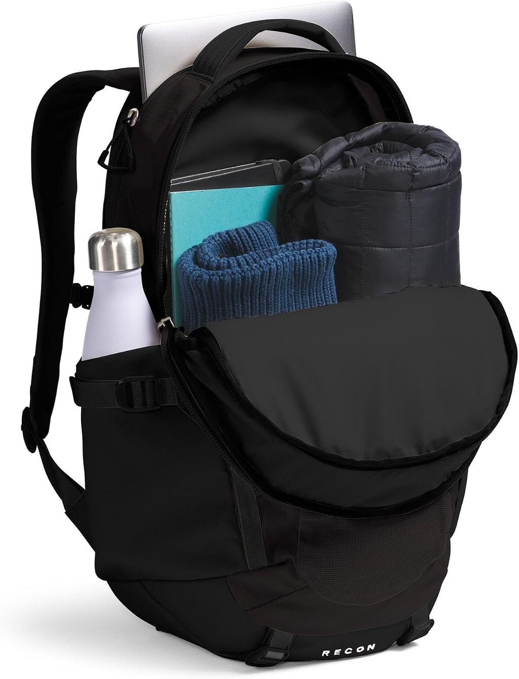The North Face Women's Recon Everyday Laptop Backpack - Commuter Travel Bag, 18' Laptop Sleeve, Water-Repellent, TNF Black/TNF Black-NPF, One Size