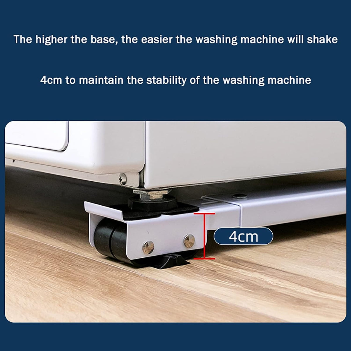 Washing Machine Base Stand with 24 Wheels, Adjustable 45-70cm, Movable Universal Non-Slip Base for Dryer, Washing Machine and Mini Refrigerator, 2Pcs (Silver)