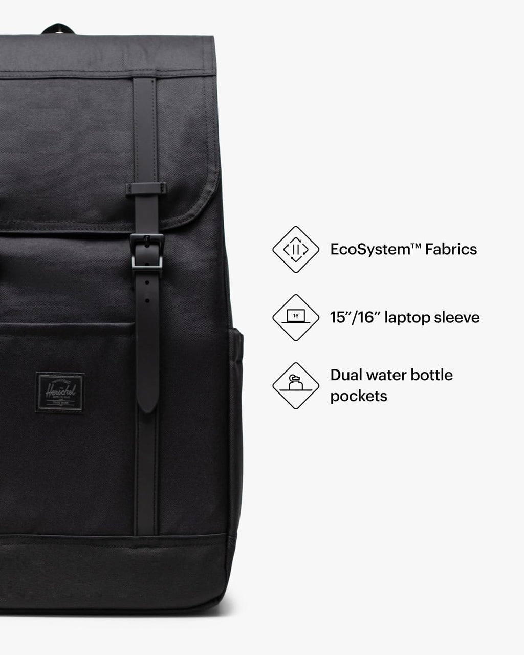 Herschel Retreat™ Backpack, Black Tonal, Standard - 23L