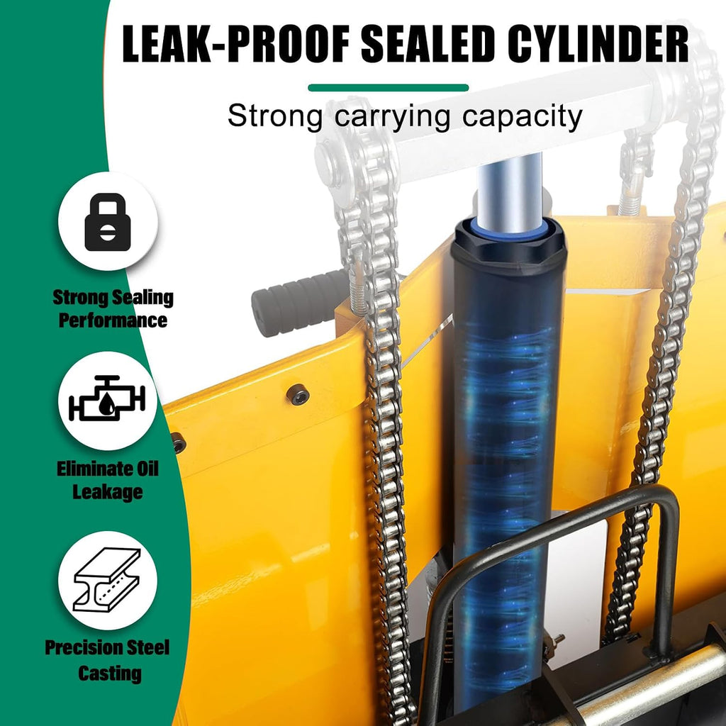 Foldable Hydraulic Material Lift Dolly, Pallet Stacker, 440lbs Capacity, Removable Steel Platform & Fork Arms, with Polyurethane Wheel, Winch Stacker (440 lbs. Conventional)
