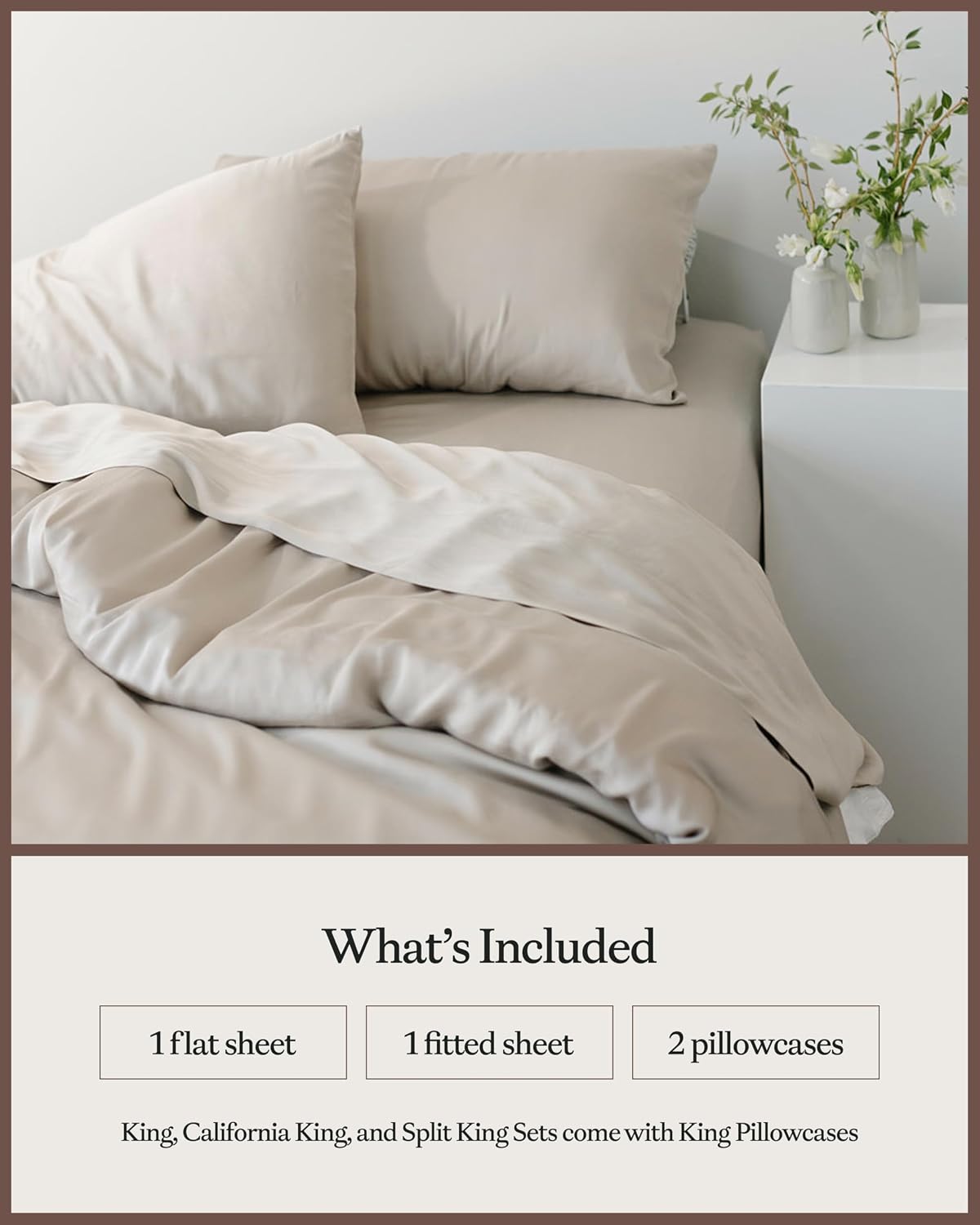 Cozy Earth Luxury Bed Sheet Set - 100% Viscose from Bamboo Fabric, Ultra-Soft & Breathable, Fits Regular & Deep Pocket Mattresses up to 20' - 4 Pieces Queen Sheet Set Driftwood