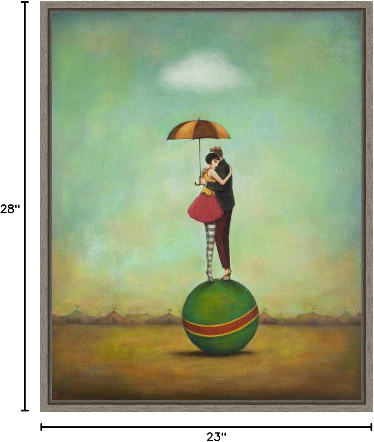 Amanti Art Framed Canvas Wall Art 28x23 Circus Romance by Duy Huynh, Framed Wall Art Canvas, Entertainment Artwork, Country Rustic Decor, Medium Poster Painting for Living Room, Bedroom, Bathroom,