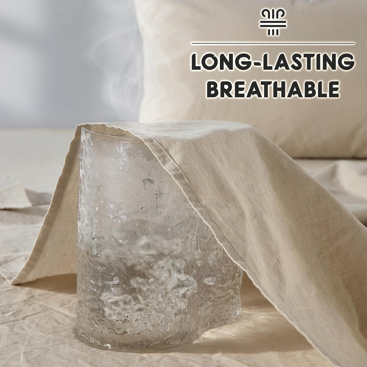 SONORO KATE 100% French Pure Linen Sheets, Extra Deep Pocket up to 18'-24', Breathable and Durable Linen Sheets, Anti-Tear Linen Bed Sheets, Machine Washable - 4 Piece (Natural Linen, King(24' deep))