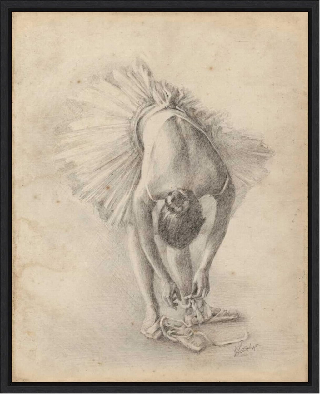 Amanti Art Framed Canvas Wall Art 28x23 Antique Ballerina Study I by Ethan Harper, Framed Wall Art Canvas, People Artwork, Modern Decor, Medium Poster Painting for Living Room, Bedroom, Bathroom,