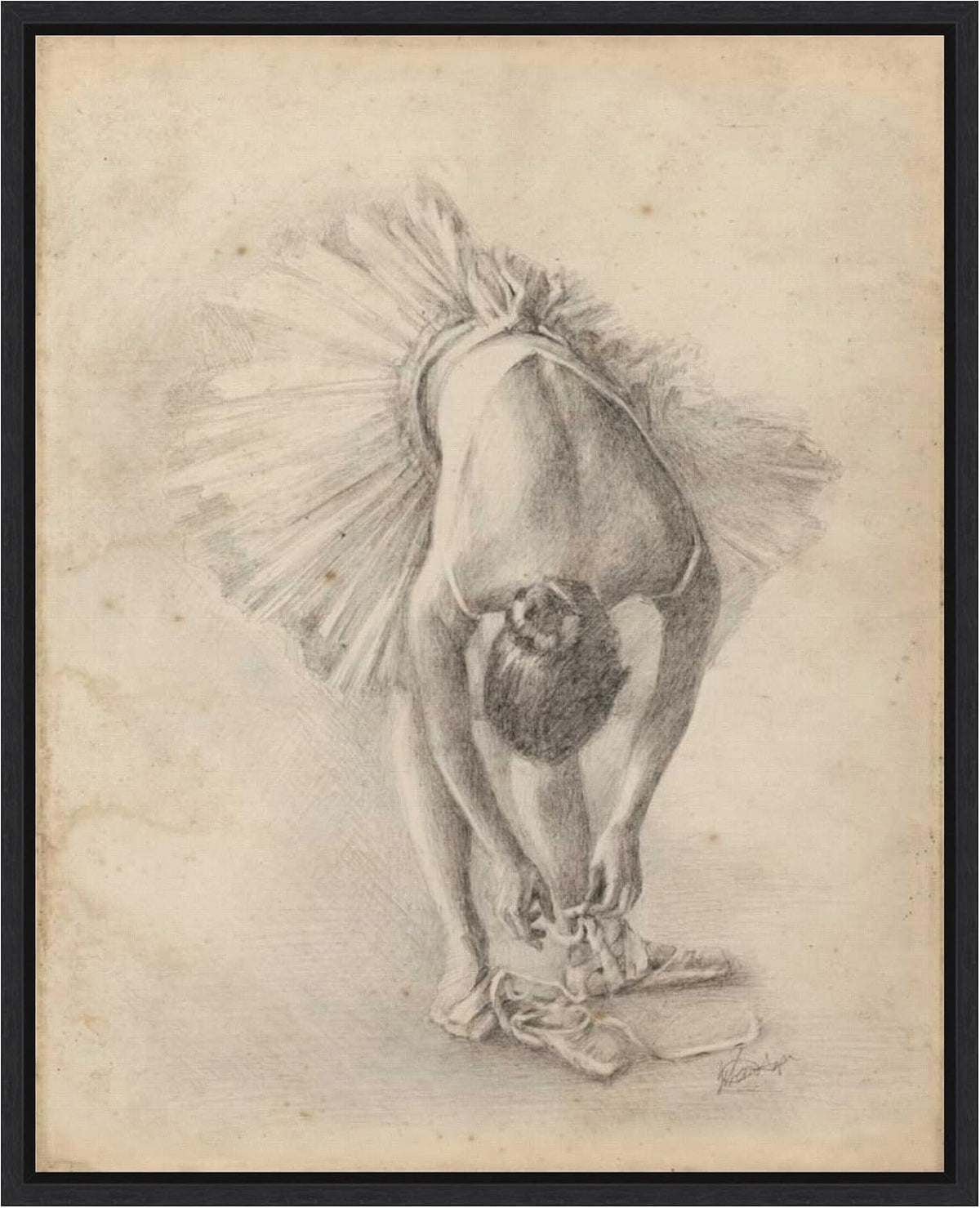 Amanti Art Framed Canvas Wall Art 28x23 Antique Ballerina Study I by Ethan Harper, Framed Wall Art Canvas, People Artwork, Modern Decor, Medium Poster Painting for Living Room, Bedroom, Bathroom,