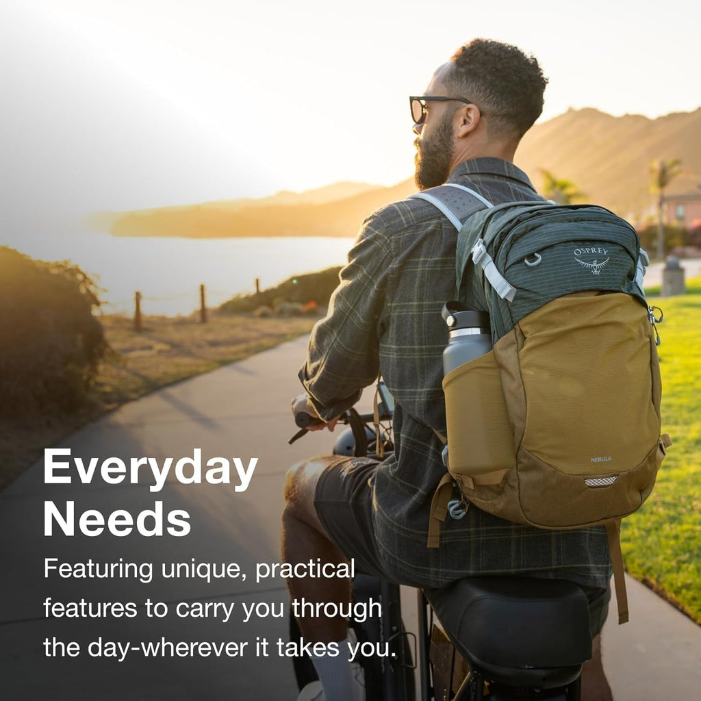 Osprey Nebula Commuter Backpack - Everyday Bag with Laptop Sleeve and Bottle Pockets, Moss Green/Earl Grey Heather