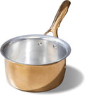 P•TAL Brass Saucepan 1.2 Qts with Insulated Heat-Resistant Handle | Tin Coated, Chemical-Free and Non-Stick Tea Pan (Free 30ml Copper & Brass Cleaning Solution)