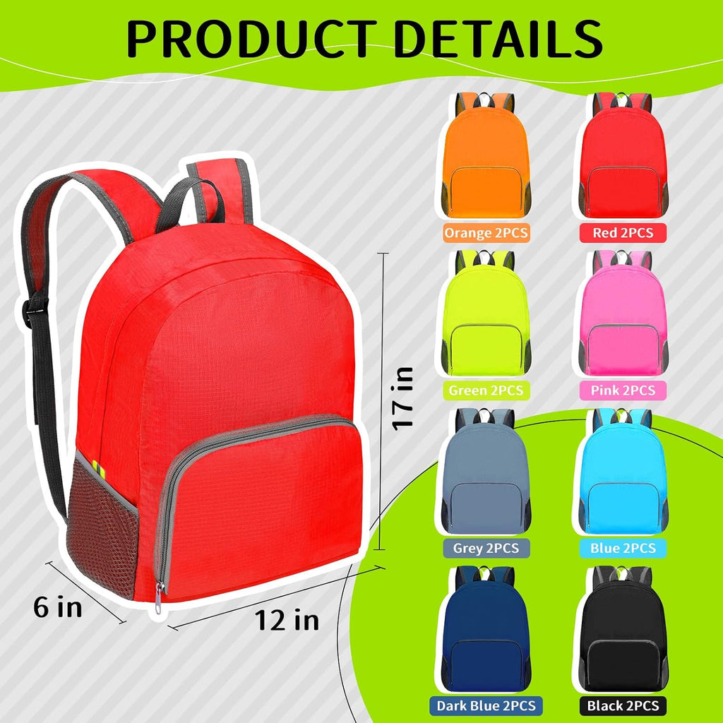 48 Pcs 17 Inch Foldable Backpacks in Bulk Classic Back Packs Colorful Book Bags Lightweight Basic Bookbags Wholesale for Homeless Student School Supply Outdoor Travel
