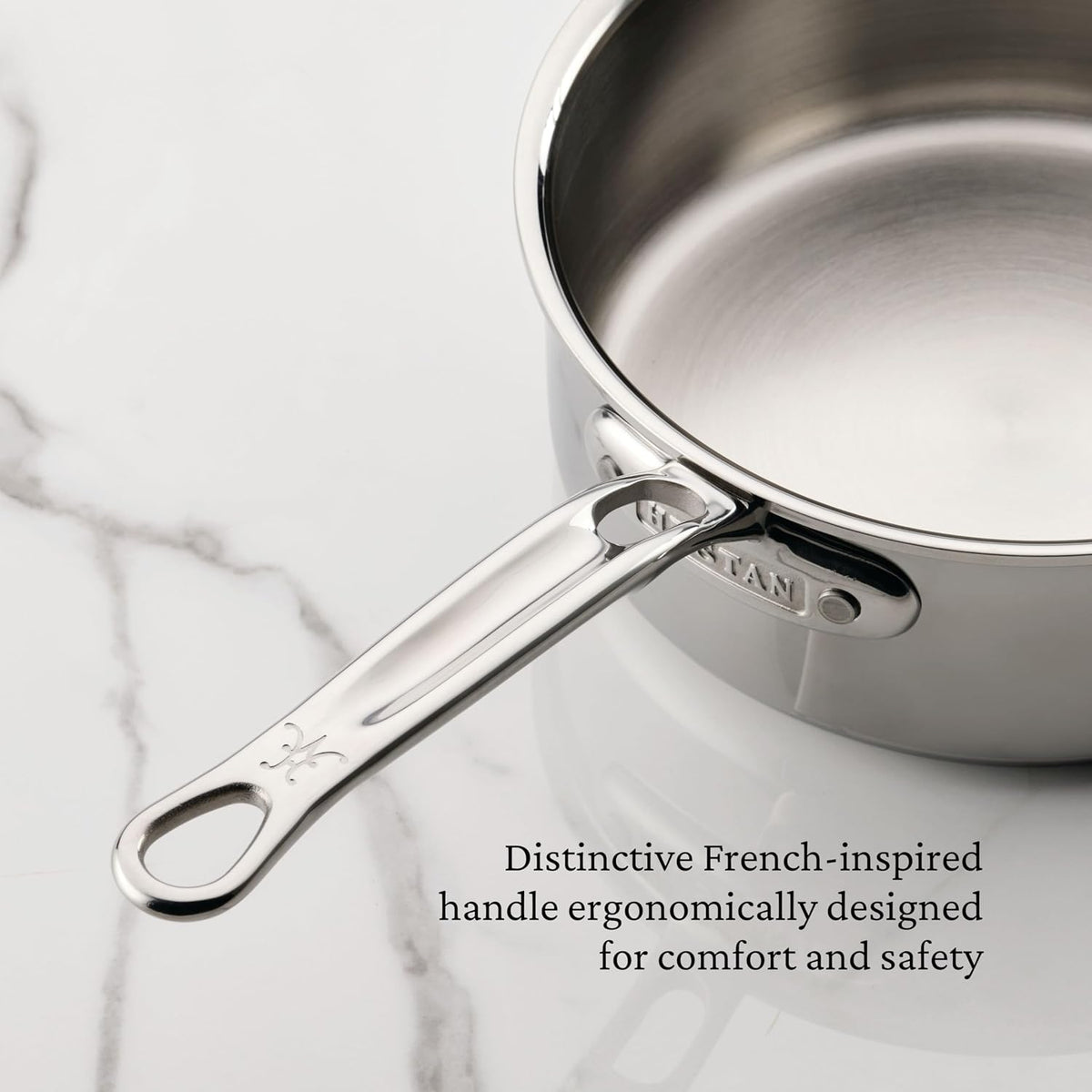 Hestan ProBond Luxe 2-Quart Saucepan with Lid, Professional Clad Stainless Steel, ProCore Tri-Ply Clad Construction, Polished Exterior, Induction & Oven Safe