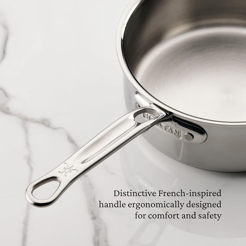 Hestan ProBond Luxe 3-Quart Saucepan with Lid, Professional Clad Stainless Steel ProCore Tri-Ply Clad Construction, Polished Exterior, Induction & Oven Safe
