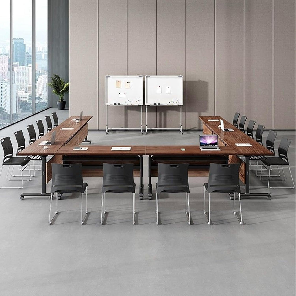 4 Pack Folding Conference Table Conference Room Table Meeting Table,Flip Top Mobile Meeting Training Table with Modesty Locking Casters for Office,Meeting Room Multifunctiona Modular table (C, 47in)