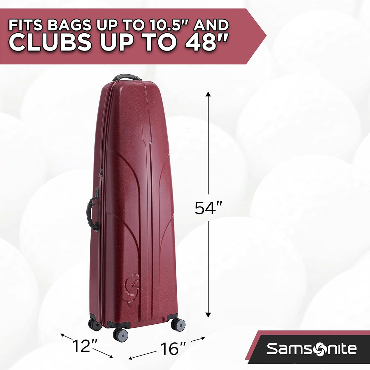 Samsonite Tour Deluxe Golf Hard Case Golf Travel Bag, Lightweight & Durable ABS Shell, 360 Degree Multi-Directional Wheels