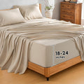 SONORO KATE 100% French Pure Linen Sheets, Extra Deep Pocket up to 18'-24', Breathable and Durable Linen Sheets, Anti-Tear Linen Bed Sheets, Machine Washable - 4 Piece (Natural Linen, Queen(24'deep))