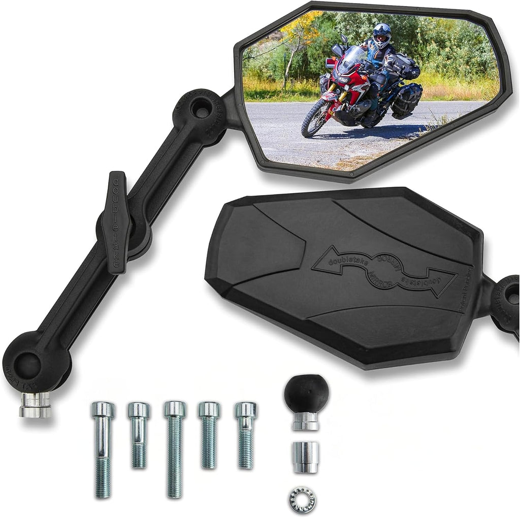 Doubletake Adventure 6' Mirror Kit 2.0, Universal Fit Folding Motorcycle Mirrors, Guaranteed for Life.