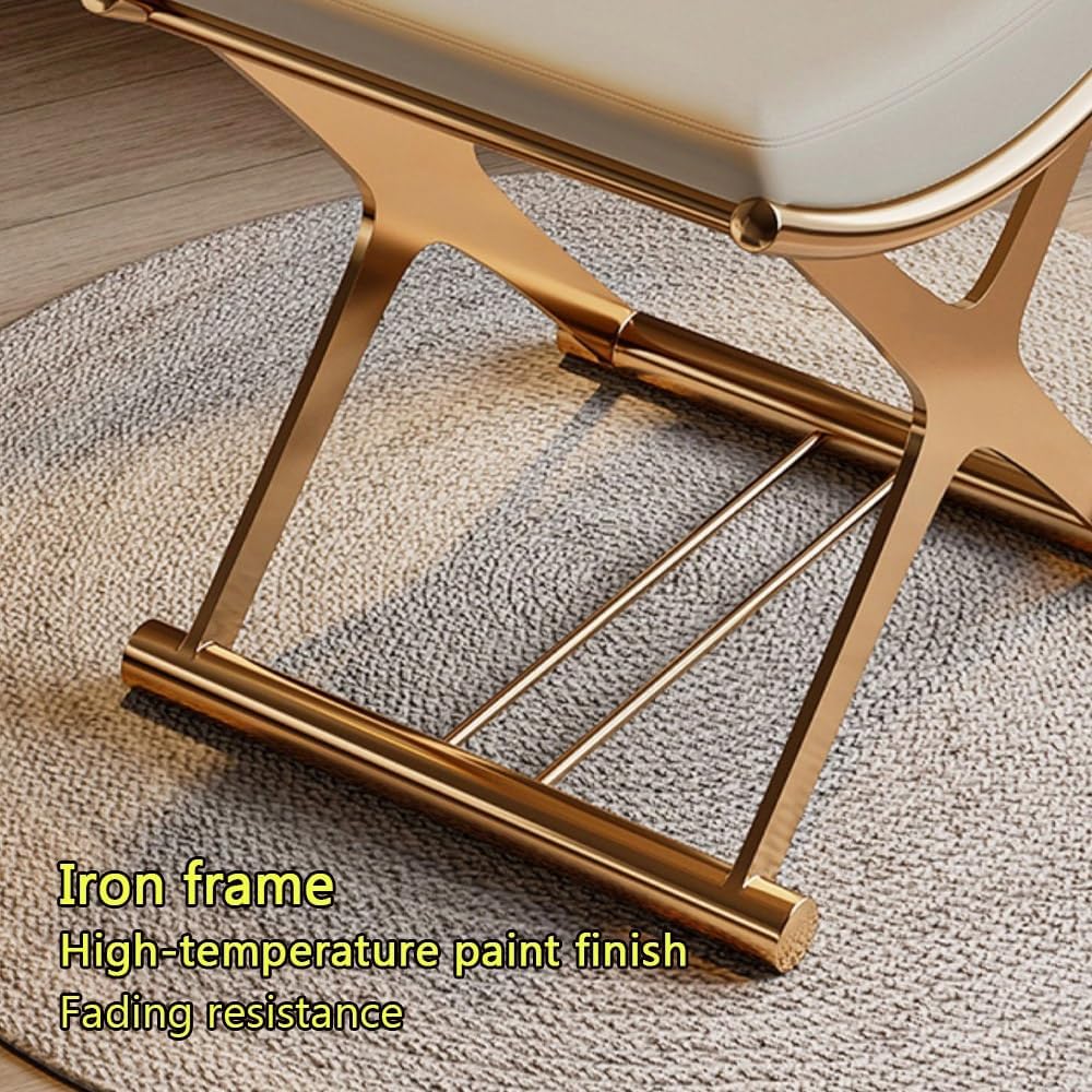 Small Vanity Stool with Cushion, Backless PU Leather Stool for Makeup, Entryway Bench for Ergonomic Curve, Modern Shoe Bench for Piano Room, Entryway and Makeup Room(Gold)