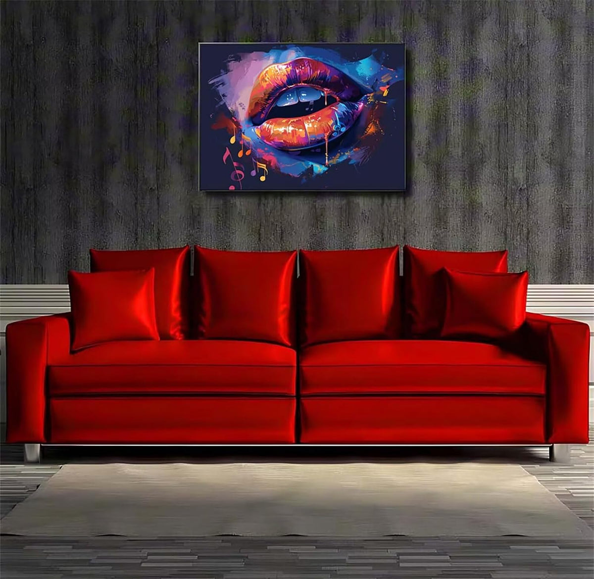 Lip Framed Paint by Numbers Kit for Adults, Sexy Paint by Numbers on Canvas, Crafts for Adults, DIY Acrylic Oil Painting Kits with Brushes, Painting for Home Wall Decor, Gifts for Women 40x52in 4-2404