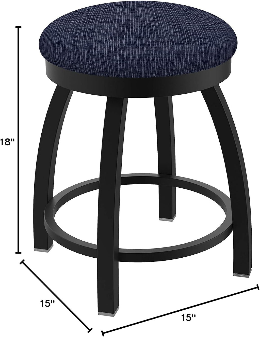 HBS 802 Misha 18' Swivel Vanity Stool with Black Wrinkle Finish and Graph Anchor Seat