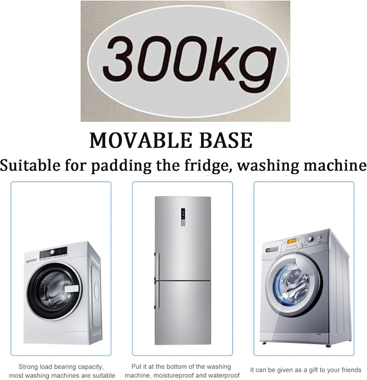 Adjustable Washing Machine Mini Fridge Stand,Furniture Dolly Base,Movable Refrigerator Universal Pedestal,Lift Mobile Brackets,Max Load 660 lbs,for Moving Equipment,Tools,Machines(8 feet)