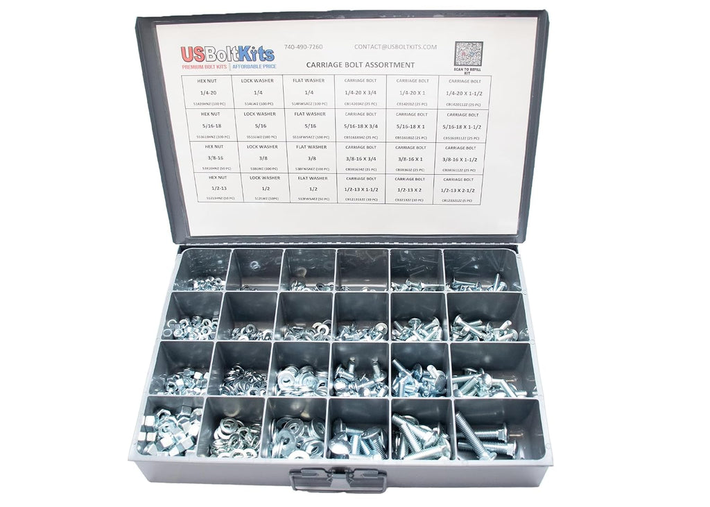 1250 Piece Carriage Bolt Assortment