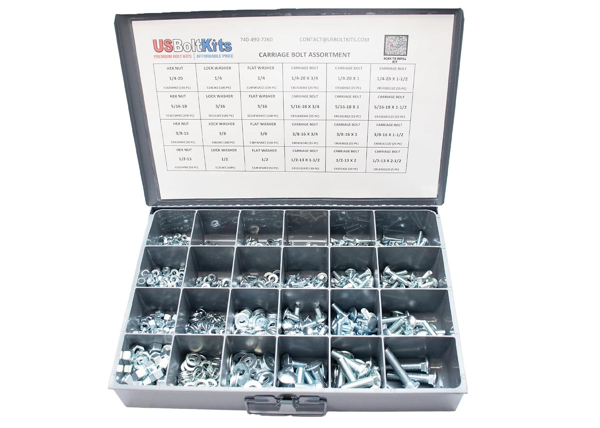 1250 Piece Carriage Bolt Assortment