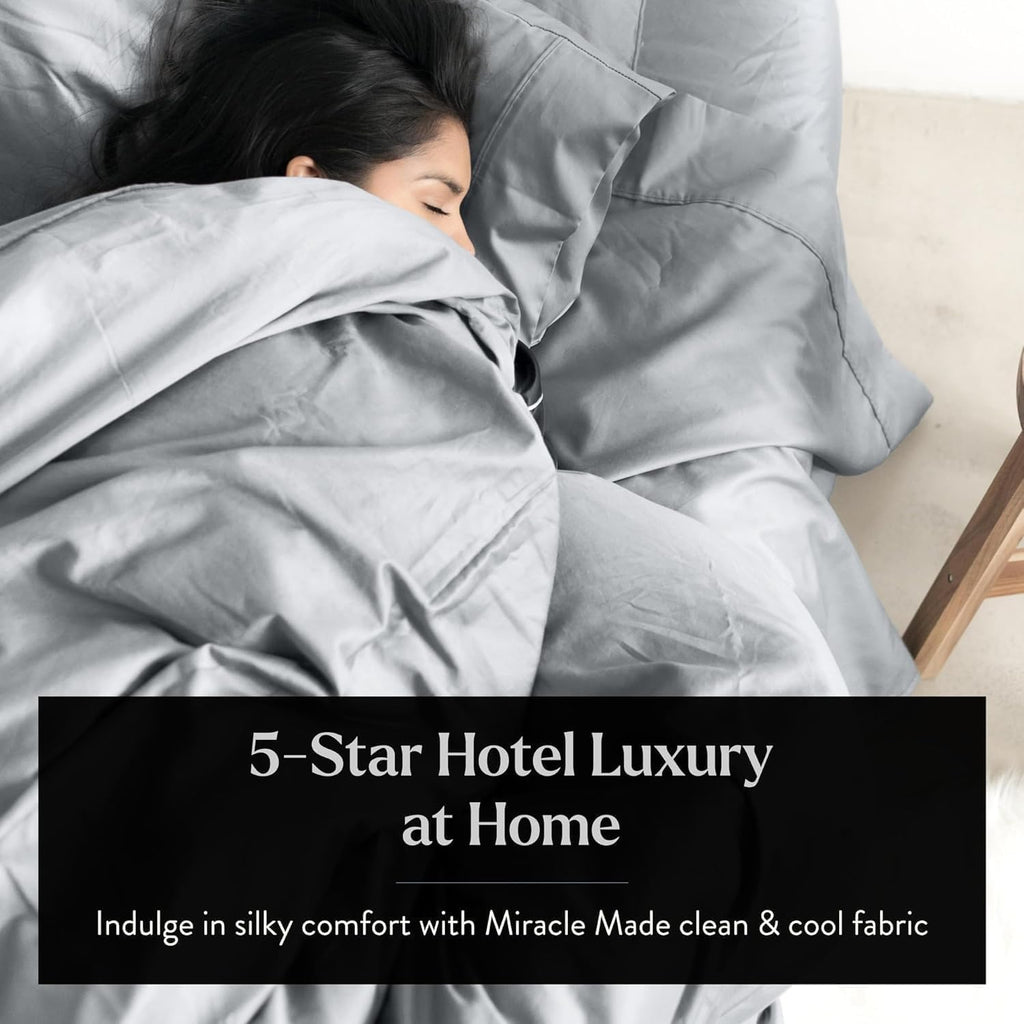 Miracle Made Extra Luxe Soft, Cool-to-the-Touch Cotton Bed Sheet Set, 4-Piece – Silver-Treated, Breathable, Lightweight Bedding – Full Size, Silver Grey
