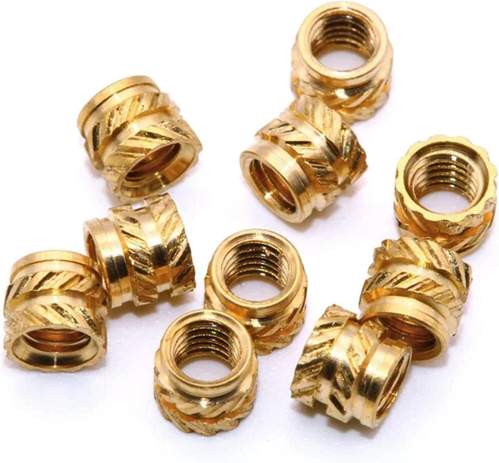 Brass Knurled Nuts 300pcs M5 M6 Heat Threaded Insert Nuts Brass Hot Melt Molding Knurled Metal Copper Lock Nut for 3D Printer(M6x10x9 (300pcs))