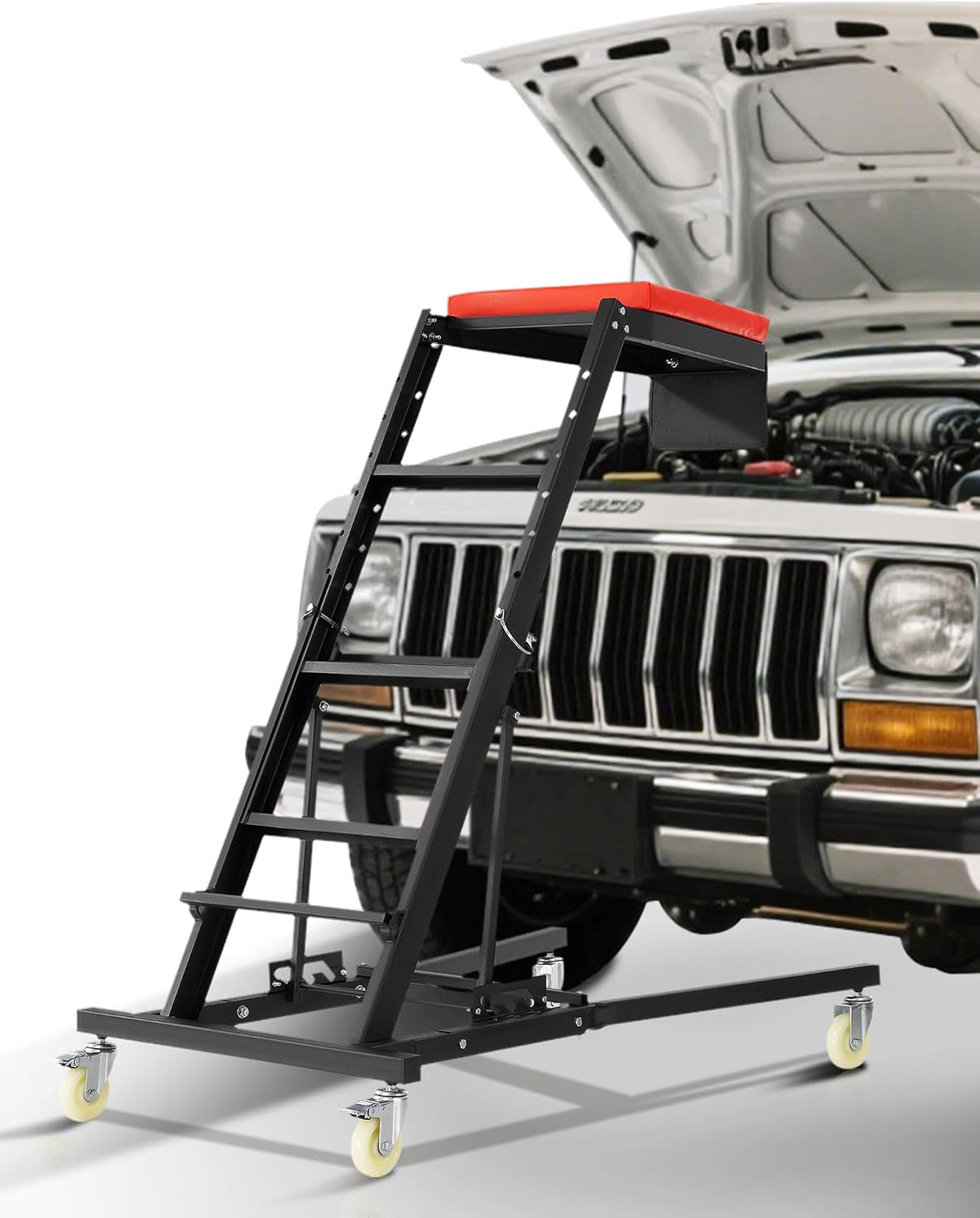 VEVOR Automotive Topside Creeper, 400 LBS Capacity High Creeper with 48' to 76' Adjustable Height, 4 Swivel Caster Wheels, Heavy Duty Automotive Engine Creeper, Ideal for Auto Repair and Maintenance