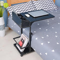 Height Adjustable Overbed Table with Wheels Mobile Computer Desk Makeup Vanity Desk with Storage, Mobile Laptop Standing Desk Cart(Black)