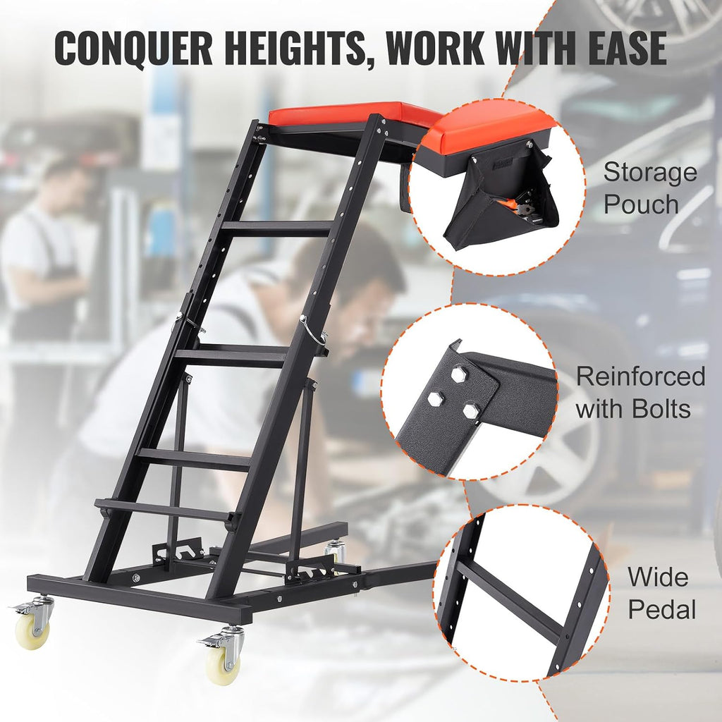 VEVOR Top Automotive Creeper, Engine Creeper 42.5'-64.8', 400 LBS Capacity High Top Creeper, 4 Swivel Caster Wheels, Padded Deck, Creeper for Home Garage, Workshop Repair Maintenance
