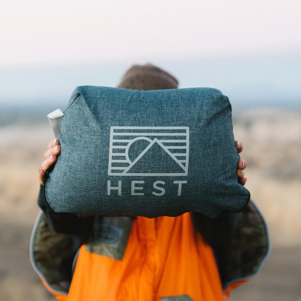 HEST Camp Pillow (Large) - Temperature Resilient Memory Foam - Essential for Camping, Backpacking, and Outdoor Adventures - Compact Packable Travel Pillow - 20' L x 26' W