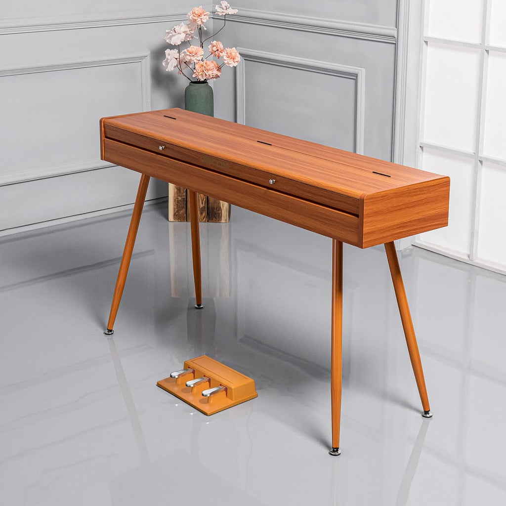 UISCOM 88 Key Weighted Digital Piano - Wooden Desk Electric Piano Transforms Between Desk and Vanity - Progressive Hammer-Action Keyboard, Perfect for Beginners with MIDI Functionality