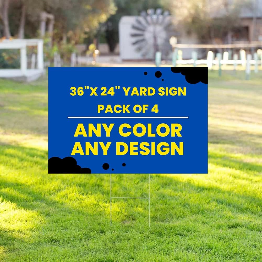 Custom Yard Sign Printing 4mm Coroplast Double Sided graduation yard sign, political yard sign Real Estate Rigid Signs, Party Decorations, Garden Sign with Step Stake (24x36 Pack of 4)