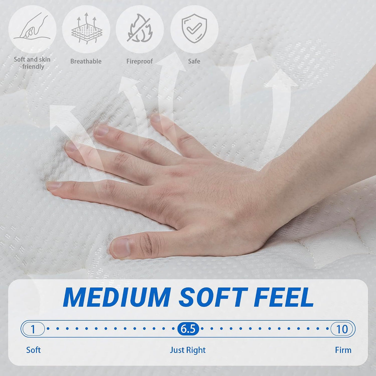 inight 12 Inch King Size Hybrid Mattress, Medium Firm Spine Alignment with Nebulign Foam & Silent Pocket Coils, Motion Isolation, Fiberglass Free, CFR 1633 Compliant