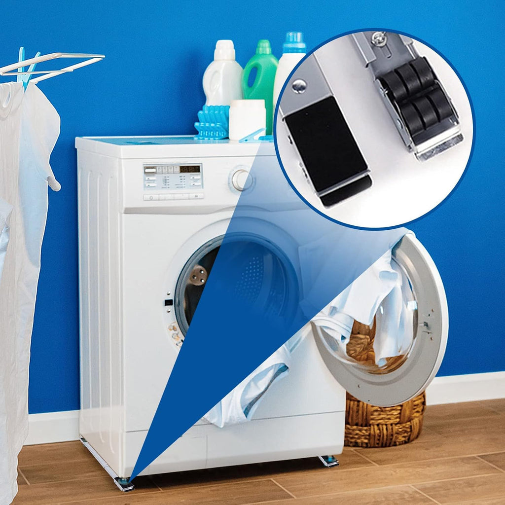 Washing Machine Stand, Adjustable Dryer Stand Pedestal, Multi-Functional Movable Adjustable Base, Universal Mobile Base with 24 Wheels (Silver)