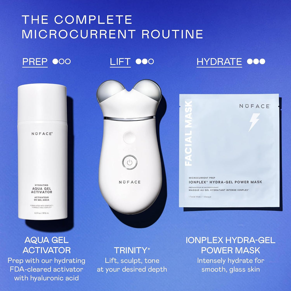 NUFACE Trinity+ Skin Tightening & Face Lift Device - Microcurrent Facial Sculpting Tool to Contour Jawline & Neck, 3 Frequencies, Supports Lymphatic Drainage + Activator Gel, White