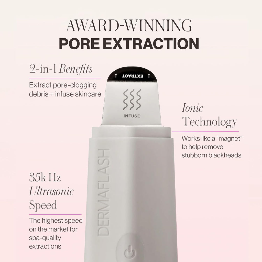 DERMAFLASH DERMAPORE+ Skin Care Device, Ultrasonic 2-in-1 Pore Extractor and Skincare Infuser, Stone