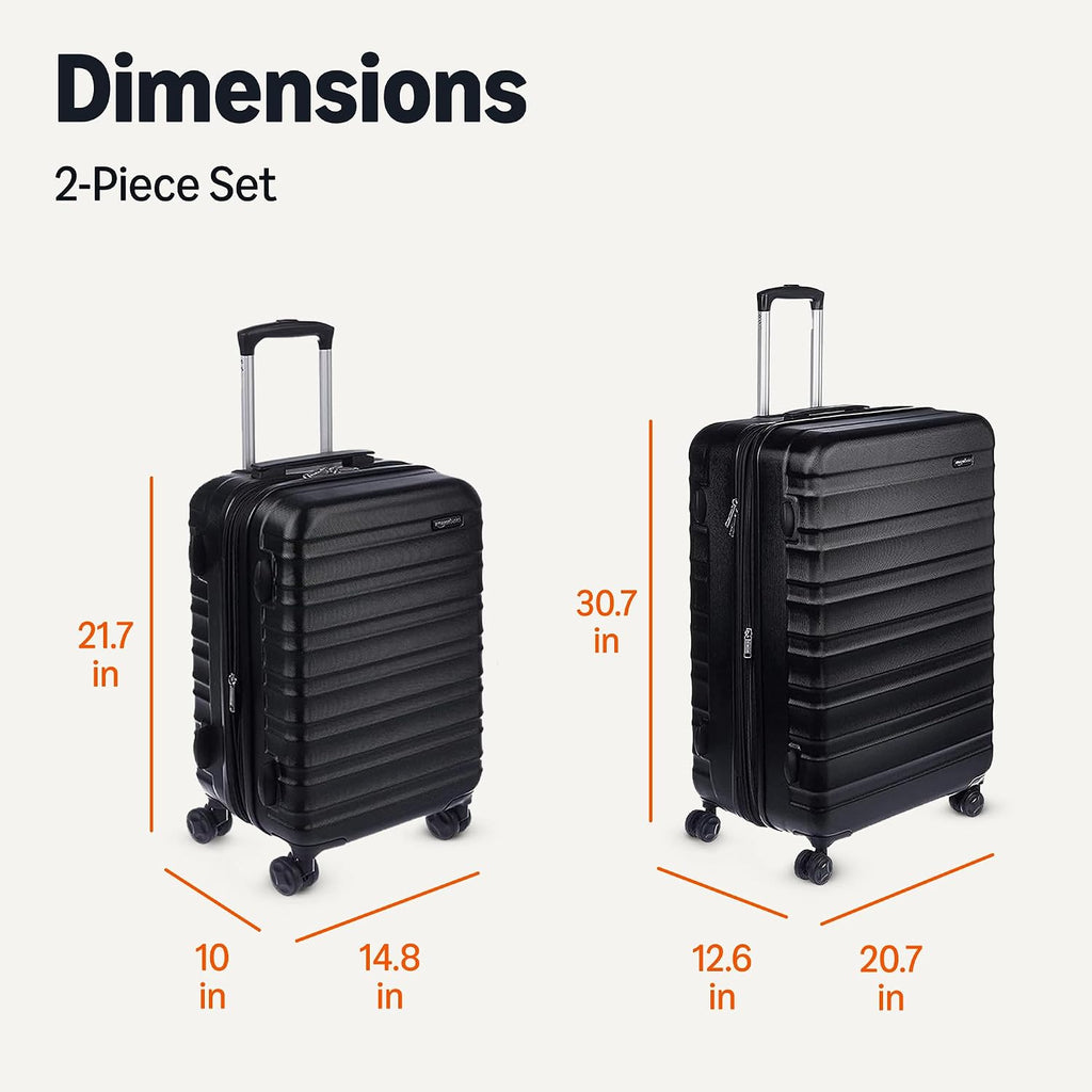 Amazon Basics 2-Piece Hardside Luggage Set (21' Carry-on, 30'), Expandable Suitcases with Spinner Wheels, Scratch-Resistant Surface, Black