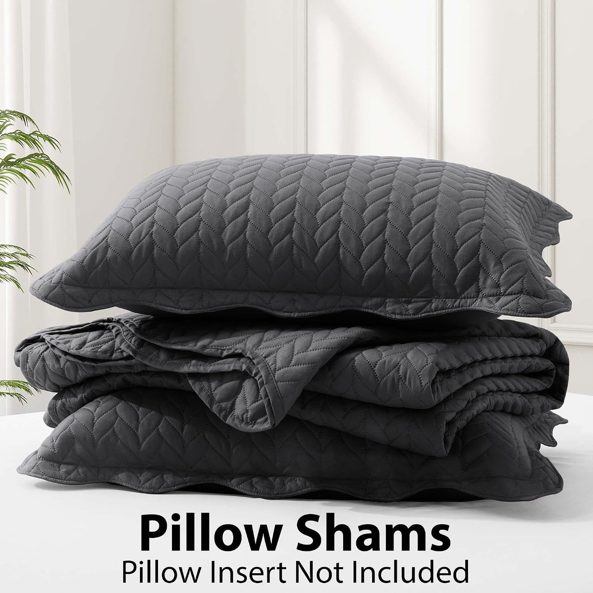IR Imperial Rooms 8 Pack Quilt King Size Bedding (106' x 96') - Bulk Wholesale for Hotels, Guest Bedroom & Airbnbs - Lightweight Microfiber Reversible Embossed Quilts Bedspread (Charcoal)