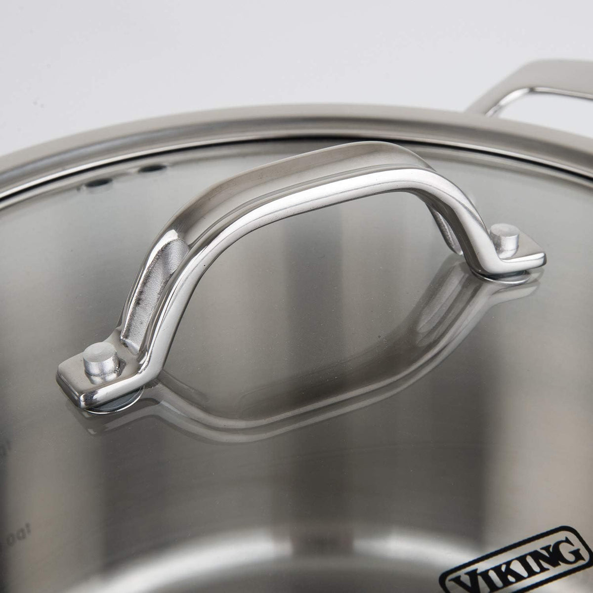 Viking Contemporary 3-Ply Deep Frying Pan with Glass Lid, 3.6 Quart Stainless Steel Saute Cooking Pot, Dishwasher and Oven Safe, Induction Ready, Silver