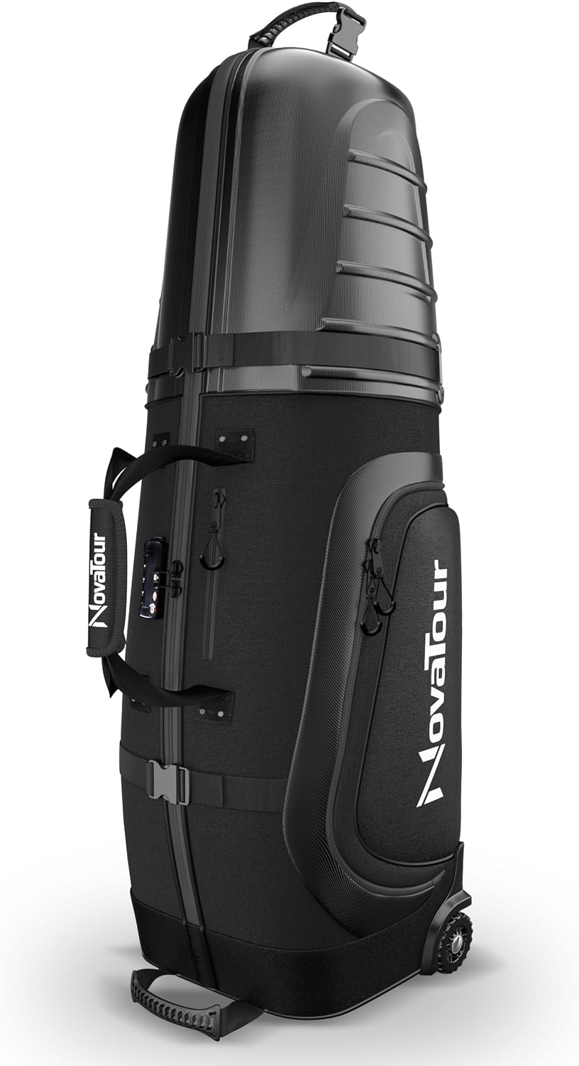 Golf Travel Bag for Airlines: Hard Case Top, Waterproof Zippers, 1680D Oxford Fabric, Built-in TSA Lock, Oversized Tank Wheels, Lightweight – Maximum Club Protection