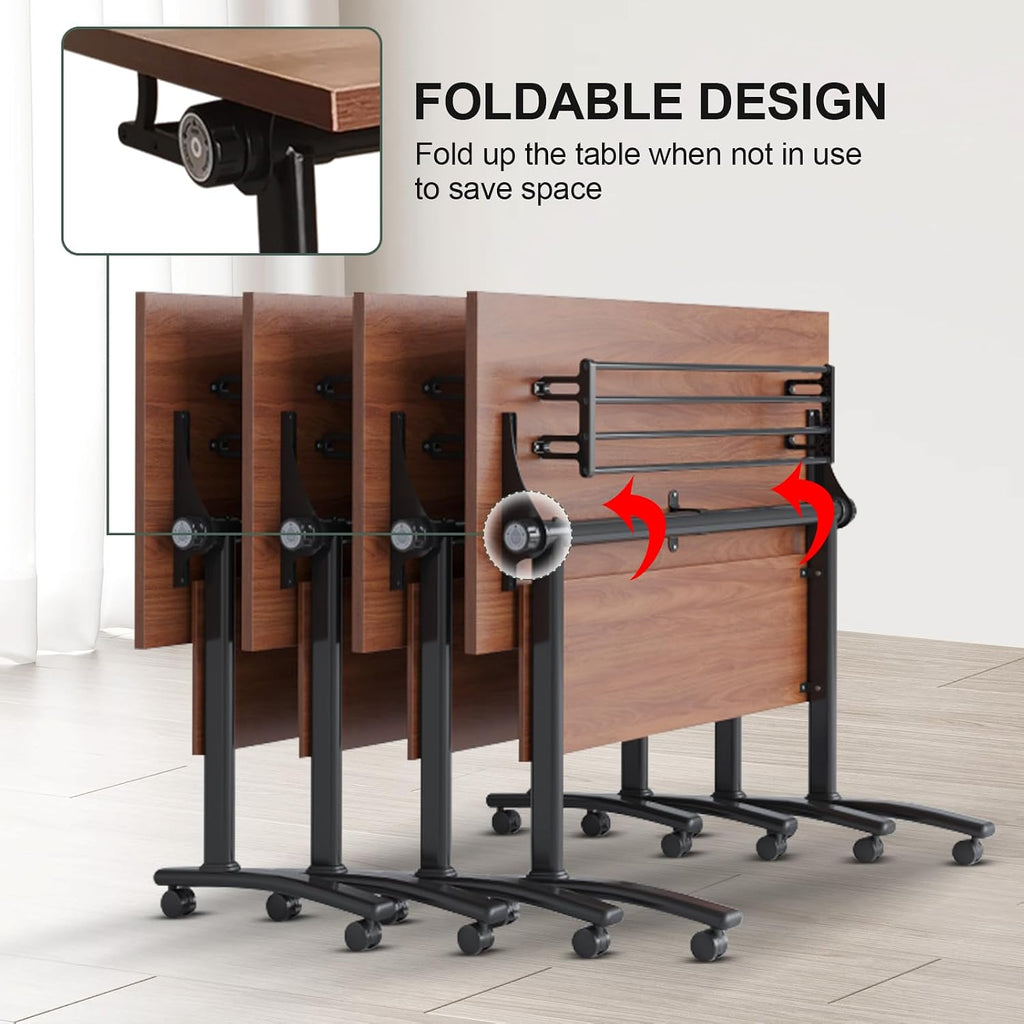 4 Pack Folding Conference Table Conference Room Table Meeting Table,Flip Top Mobile Meeting Training Table with Modesty Locking Casters for Office,Meeting Room Multifunctiona Modular table (C, 47in)
