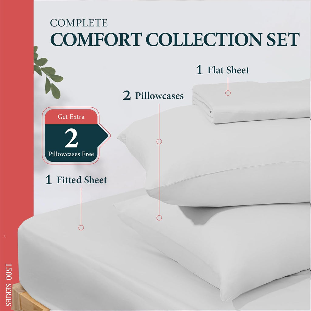 100% Egyptian Cotton Sheets Queen Size Bed Set - Luxury 1500 Series Prestige Collection Queen Sheet Set (4 PC, Light Grey), 17' Deep Pocket, Silky Soft, Cooling, Sateen Weave Bedding