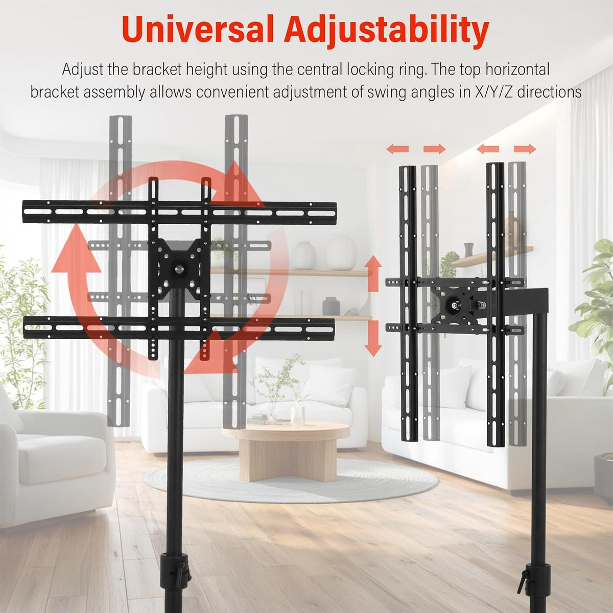Universal Red Light Therapy Stand, Adjustable Height & 360° Mobile Hanging Bracket with Wheel Locks, 44 lbs Load Capacity LED Near Infrared Panel Holder for Home, Spa & Commercial Use