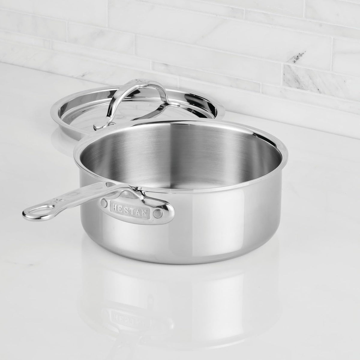 Hestan ProBond Luxe 2-Quart Saucepan with Lid, Professional Clad Stainless Steel, ProCore Tri-Ply Clad Construction, Polished Exterior, Induction & Oven Safe