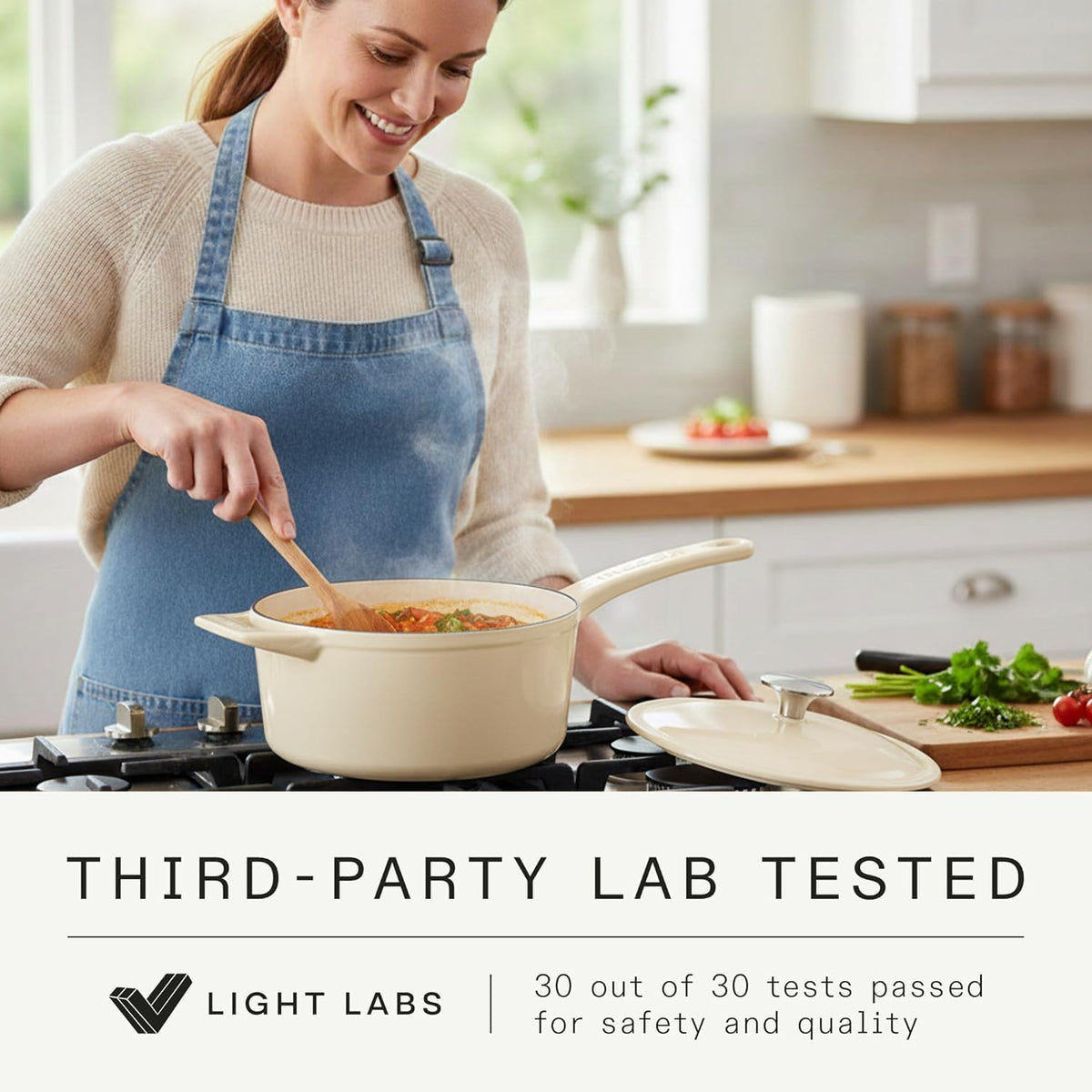 Made In Cookware | 2 Quart Enameled Cast Iron Saucepan with Lid (Antique White) | Hand-Enameled Cast Iron | Professional Cookware | Crafted in France | Induction Compatible