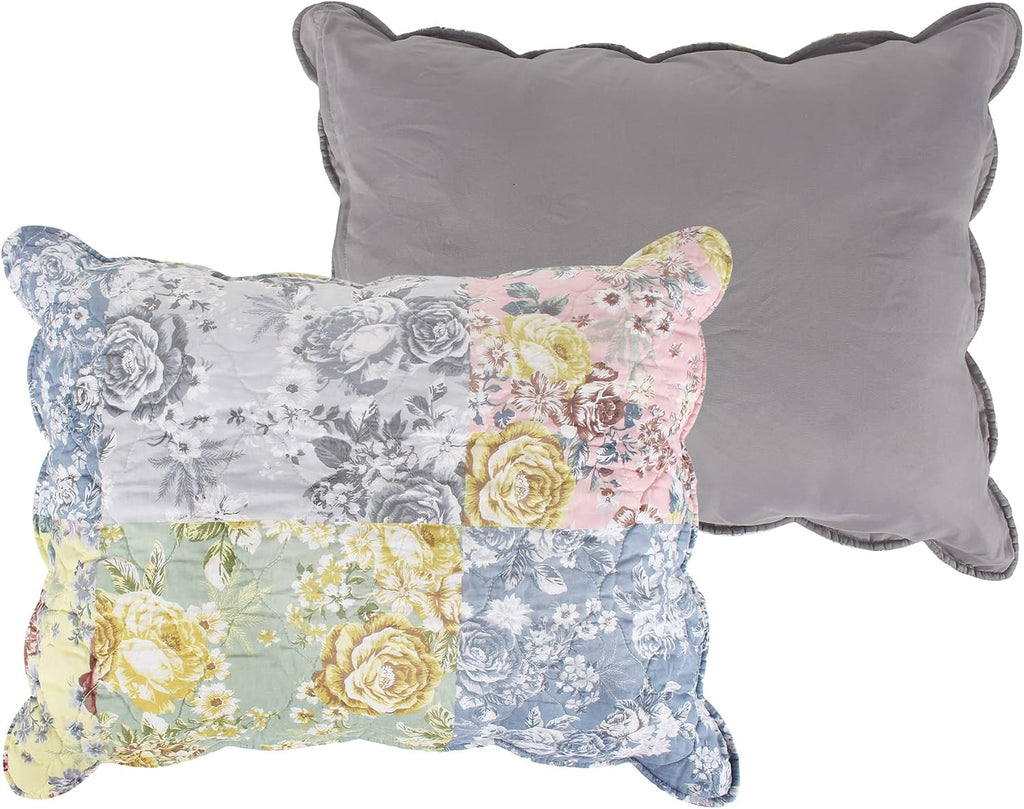 Greenland Home Emma Vintage Style Quilted Bedspread Set, 3-Piece Jumbo Queen, Gray