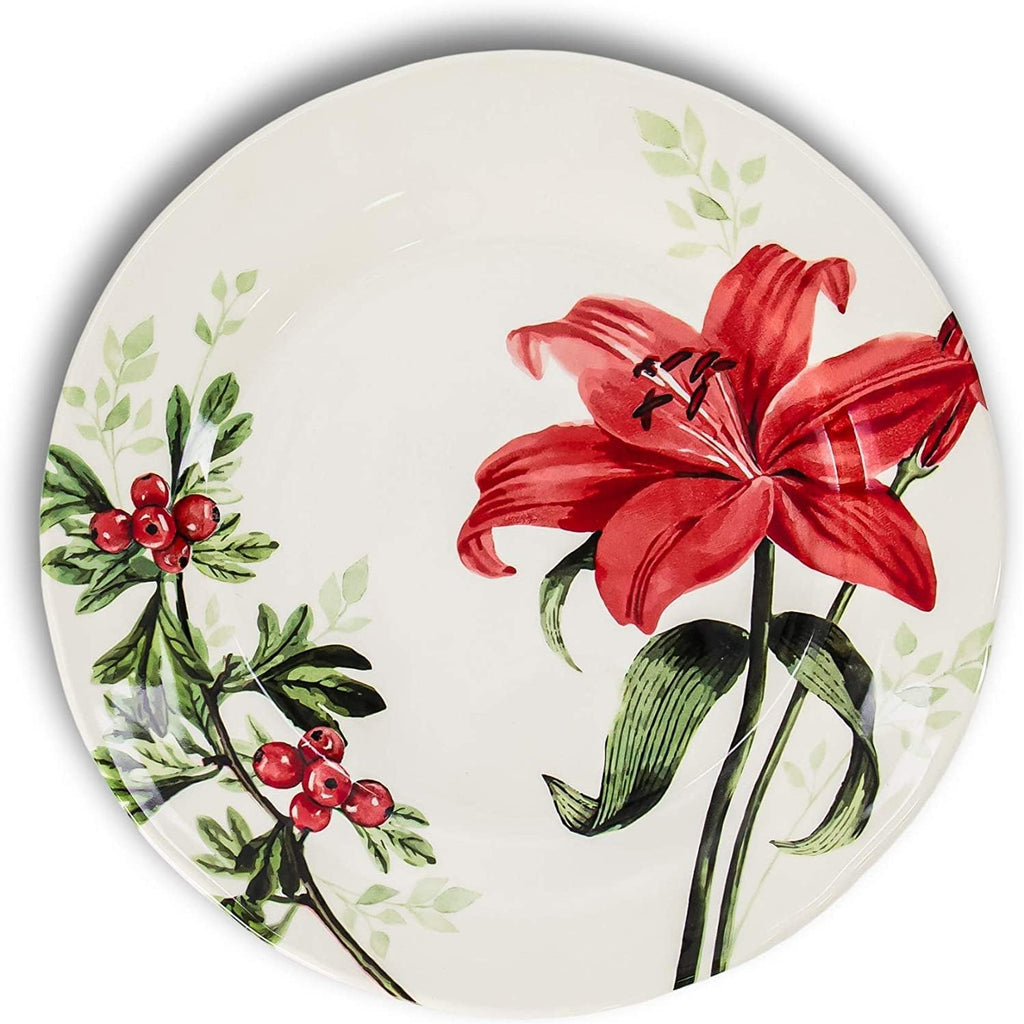 Tudor Royal Collection 24-Piece Round Dinnerware Set, Service for 6, Rosemary Design, Summer Flowers, Plates Bowls Mugs Dishes, High-Gloss Premium Quality