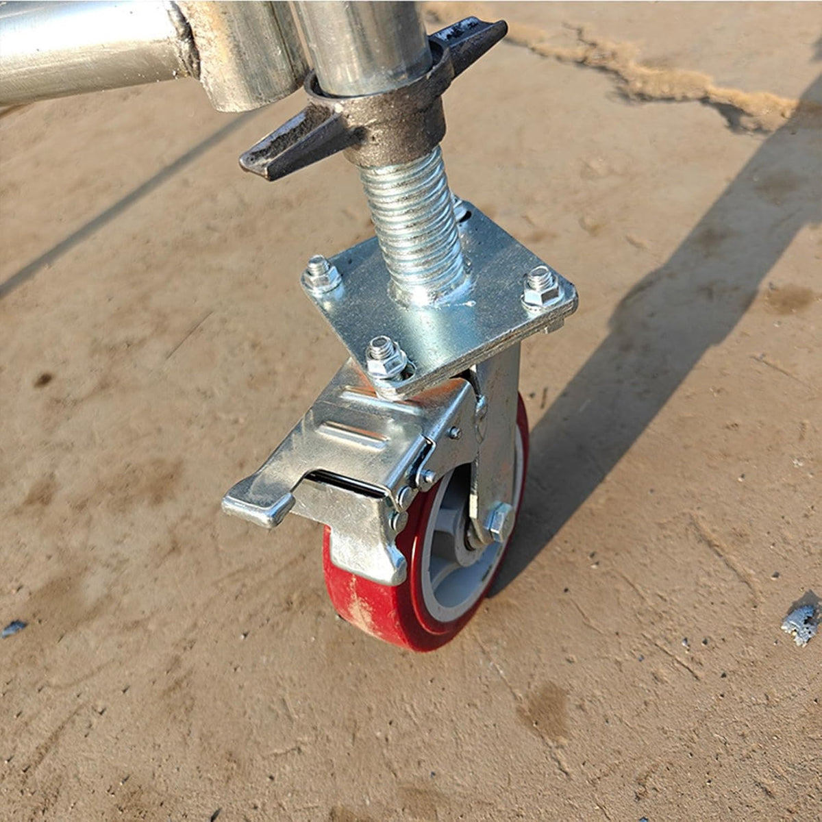 High Load-Bearing Scaffolding Movable Wheel 8-inch Universal Caster with Brake Adjustable Height Screw Base Mobile Bracket Wheel